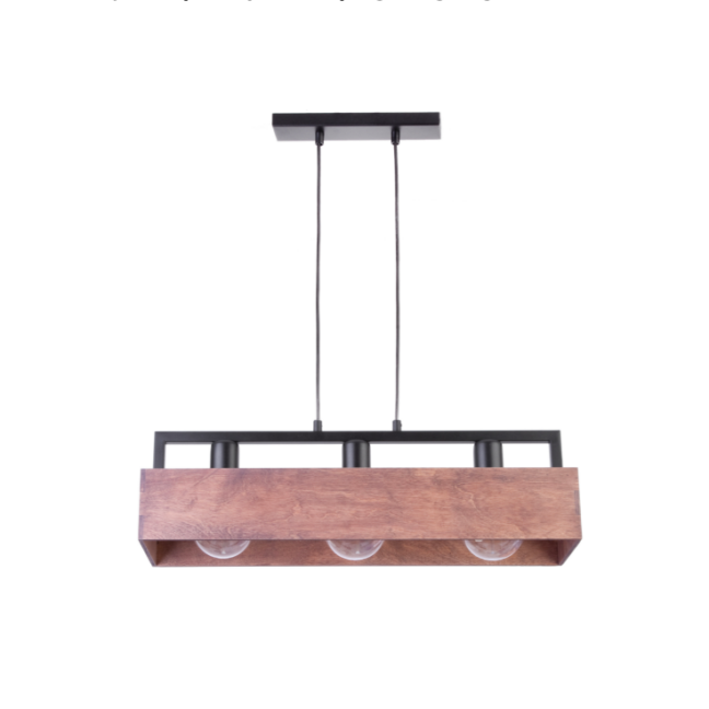 Industrialna lampa wisząca Boxon 3 z połączenia drewna i metalu