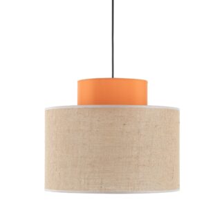 Wisząca lampa Duo Juta w odcieniach beżu i pomarańczu
