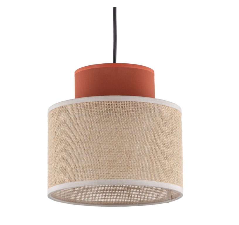 Wisząca lampa Duo Juta mini z abażurem w odcieniach beżu i brązu