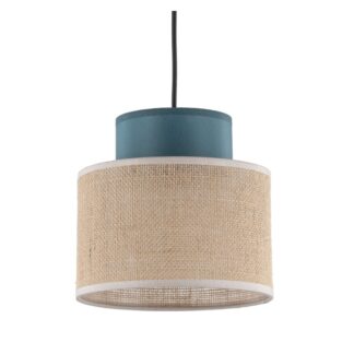 Wisząca lampa Duo Juta mini w odcieniach beżu i niebieskiego