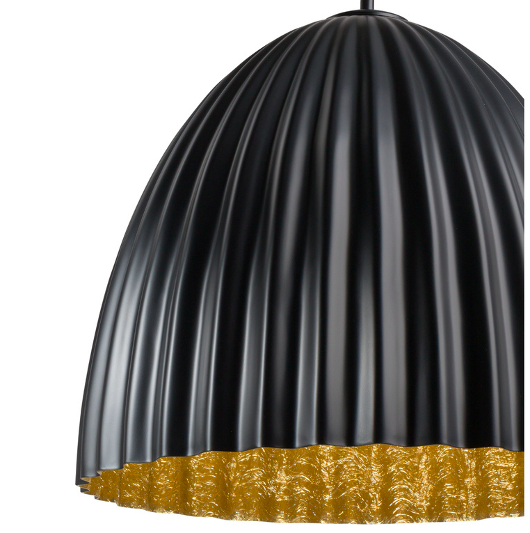 Czarna wisząca lampa Faselia z kloszem o falistym kształcie