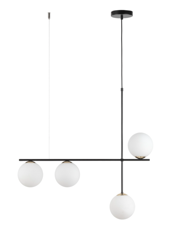 Wisząca lampa Balona 4 z szklanymi kloszami do jadalni