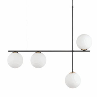 Wisząca lampa Balona 4 z szklanymi kloszami do jadalni