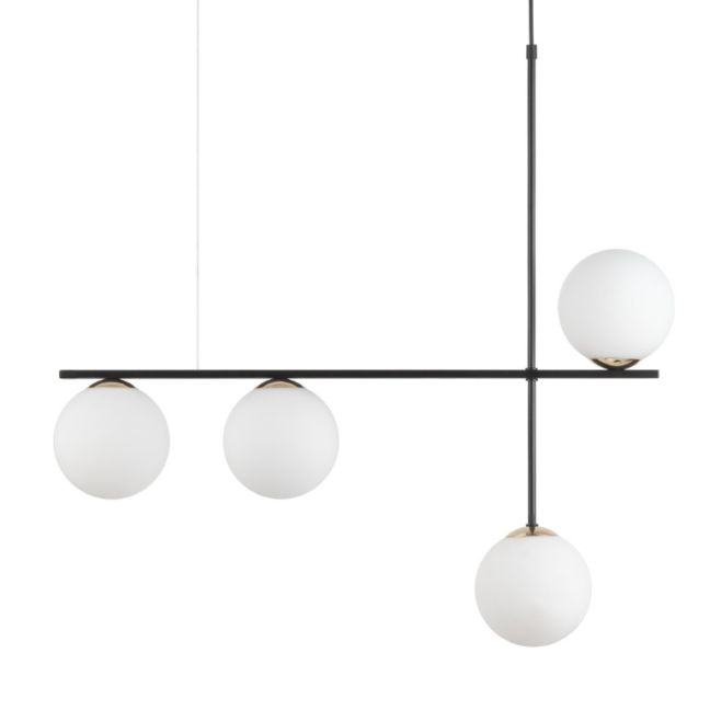 Wisząca lampa Balona 4 z szklanymi kloszami do jadalni
