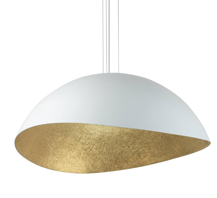 Wisząca lampa Velaris 48 w biało-złotym kolorze, idealna do jadalni