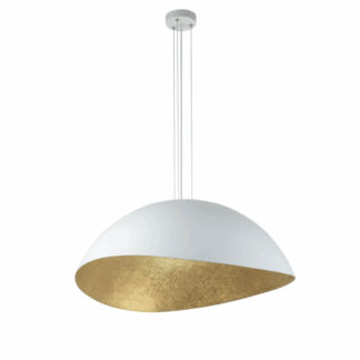 Wisząca lampa Velaris 48 w biało-złotym kolorze, idealna do jadalni