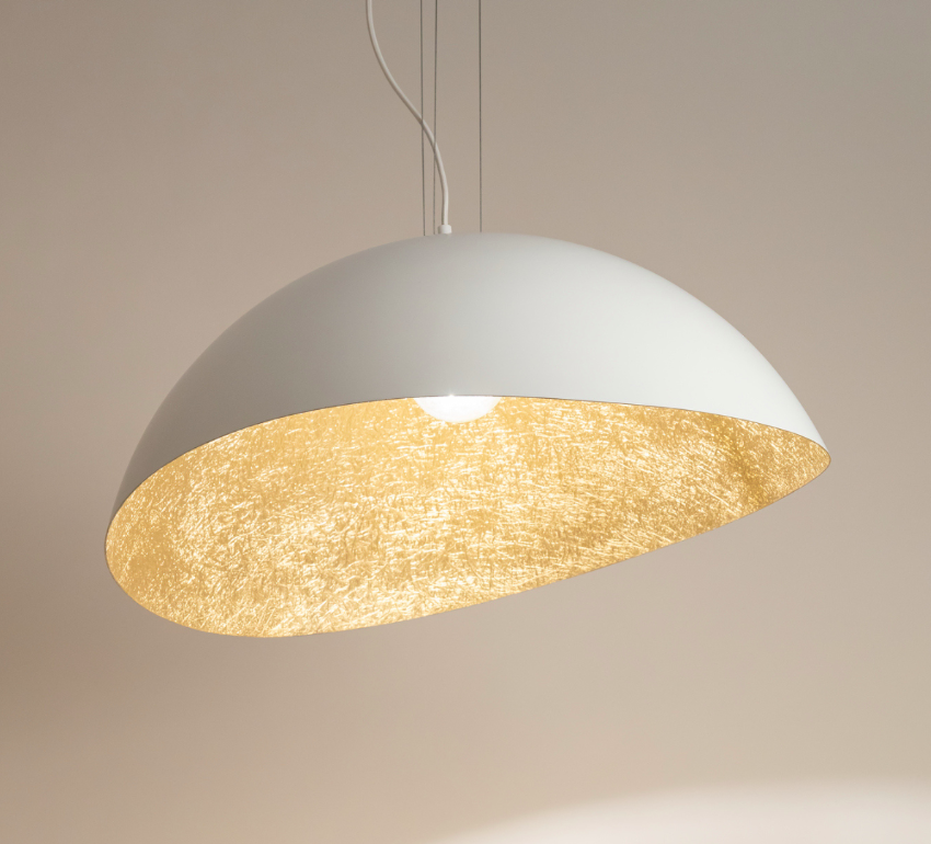 Wisząca lampa Velaris 48 w biało-złotym kolorze, idealna do jadalni