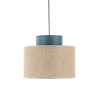 Wisząca lampa z juty Duo Juta z niebieskim akcentem