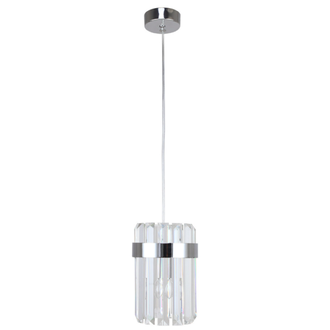 Srebrna kryształowa lampa wisząca Vetro w stylu glamour