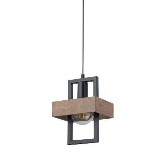 Loftowa lampa wisząca Solvane 1 w odcieniu brązowego drewna