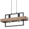 Lampa industrialna Solvane 2 z drewna i metalu do zawieszenia