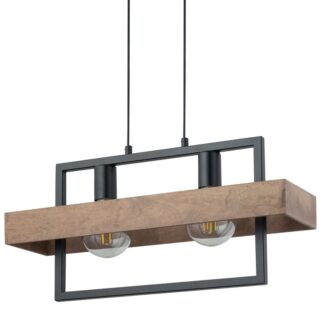 Lampa industrialna Solvane 2 z drewna i metalu do zawieszenia