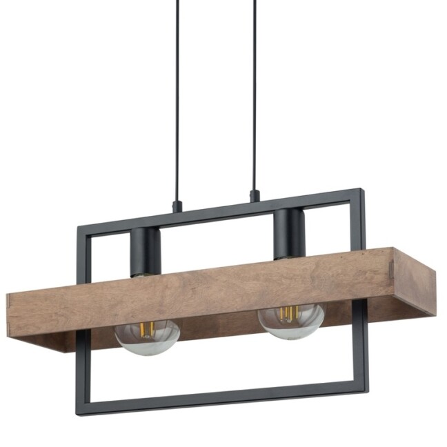 Lampa industrialna Solvane 2 z drewna i metalu do zawieszenia