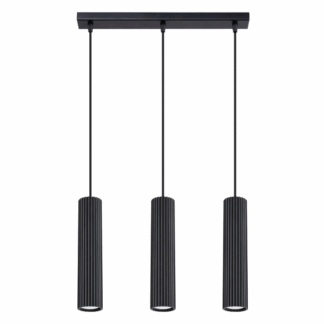 Nowoczesna wisząca lampa Karbon 3 z czarnymi tubami