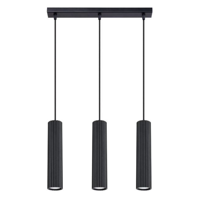 Nowoczesna wisząca lampa Karbon 3 z czarnymi tubami