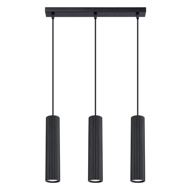 Nowoczesna wisząca lampa Karbon 3 z czarnymi tubami