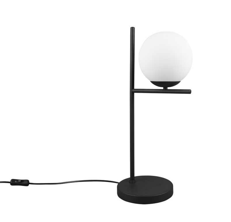Czarna lampka stołowa Pure Trio z białą kulą
