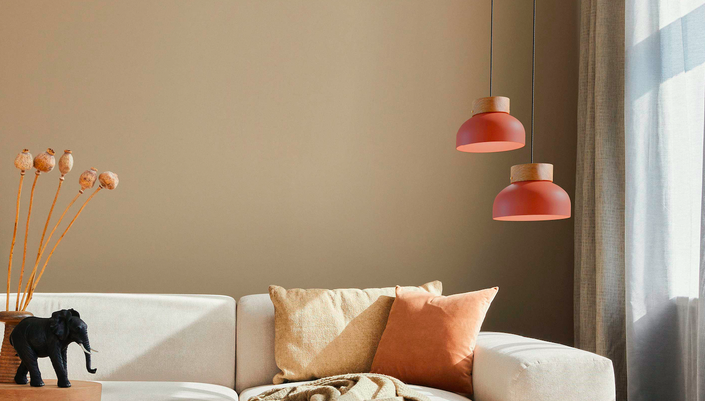 Drewniany plafon Reiko w kolorze terracotta