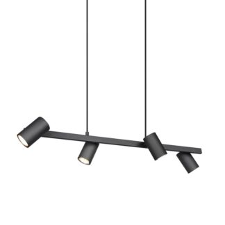Podłużna wisząca lampa Marley 4 z czarnymi reflektorami