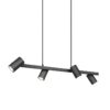 Podłużna wisząca lampa Marley 4 z czarnymi reflektorami
