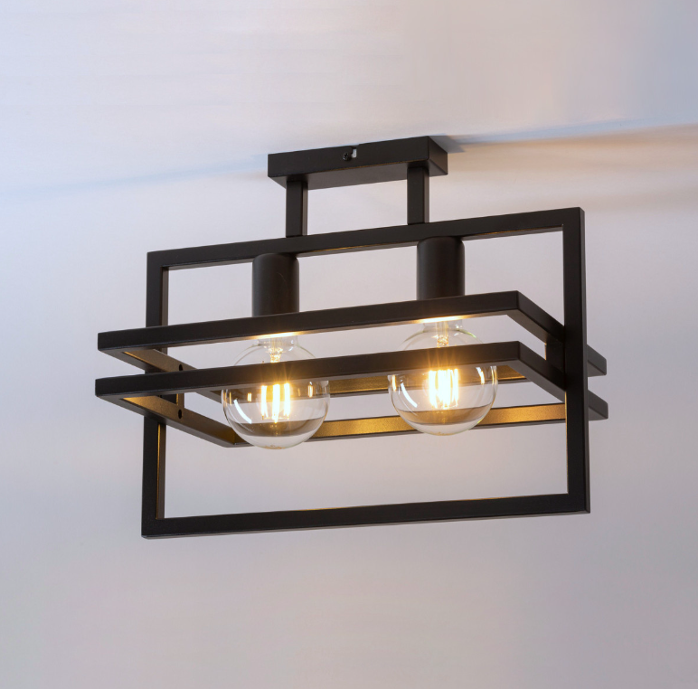 Czarna lampa sufitowa w stylu loftowym HexaBlock 2