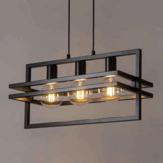 Czarny żyrandol loftowy HexaBlock 3 do salonu