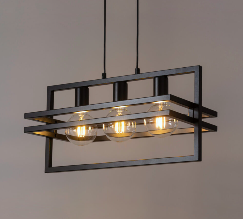 Czarny żyrandol loftowy HexaBlock 3 do salonu