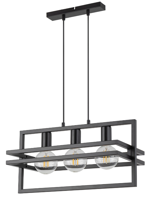 Czarny żyrandol loftowy HexaBlock 3 do salonu