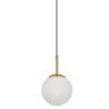 Mała złota wisząca lampa Dorado z białą kulą