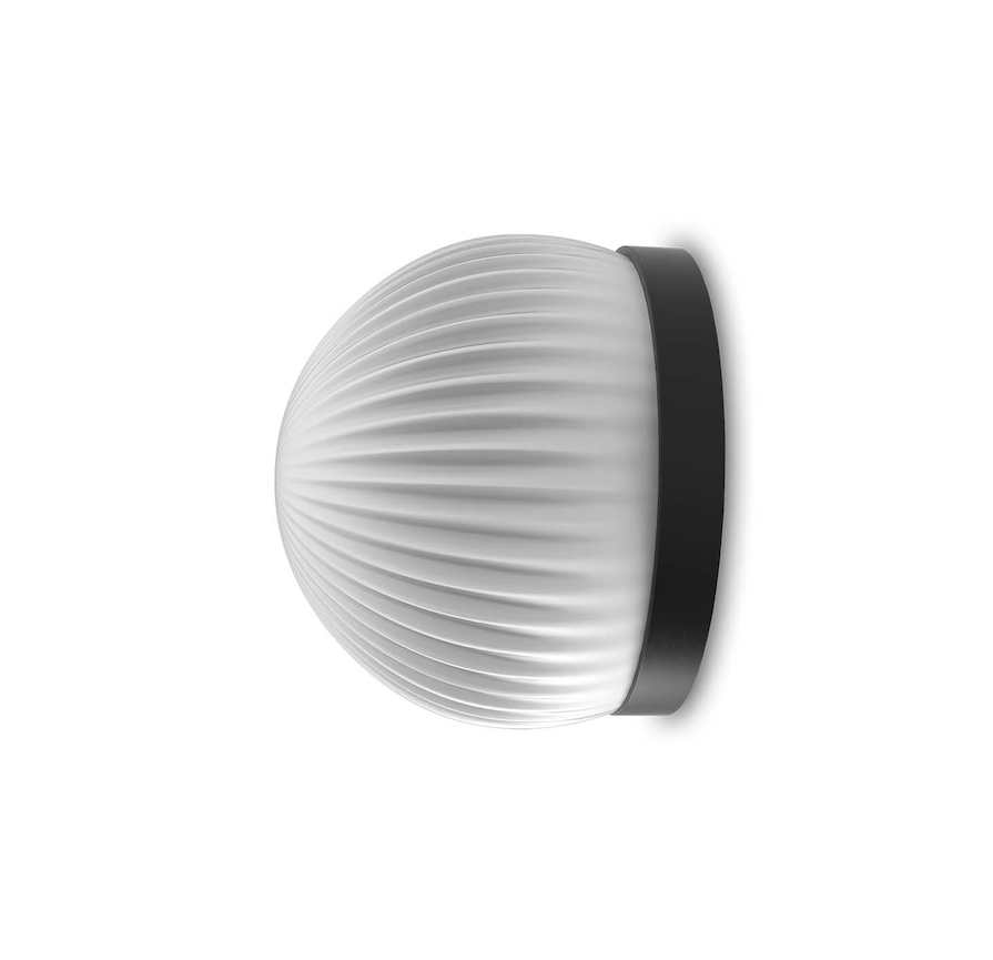 Mały czarny kinkiet Roi z ozdobnym szkłem