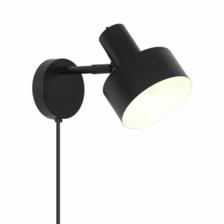 Mały, czarny kinkiet Matis do sypialni z regulowanym kloszem