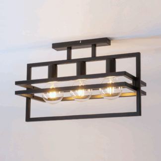 Czarny loftowy żyrandol HexaBlock 3 w minimalistycznym stylu