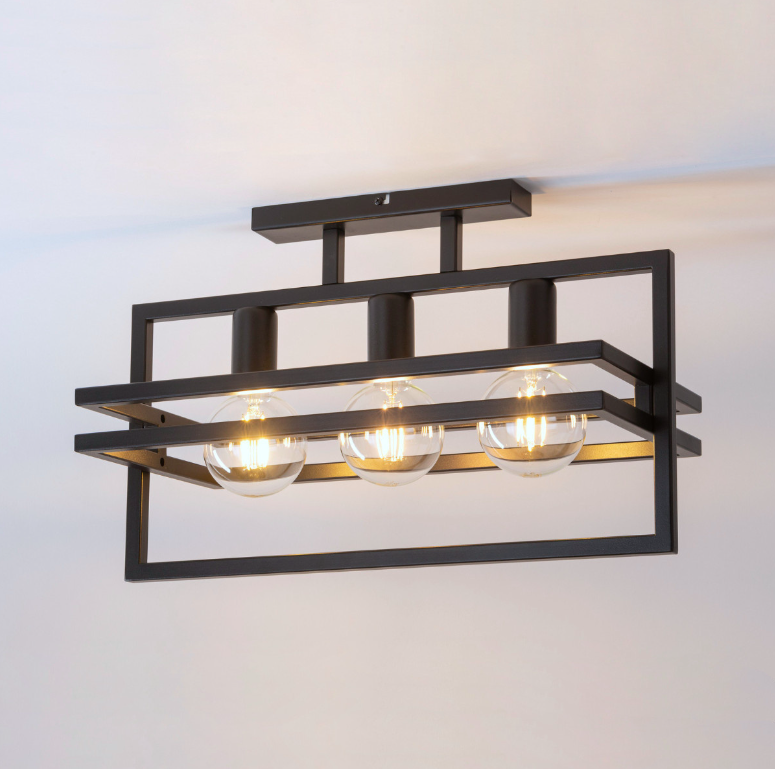 Czarny loftowy żyrandol HexaBlock 3 w minimalistycznym stylu