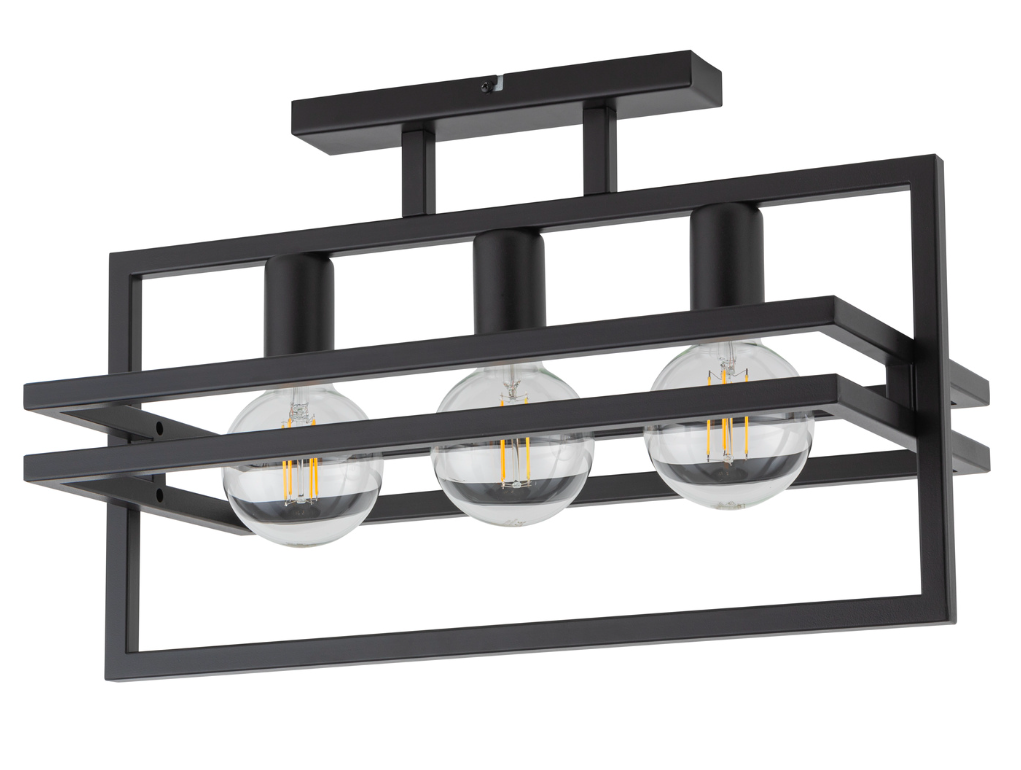 Czarny loftowy żyrandol HexaBlock 3 w minimalistycznym stylu