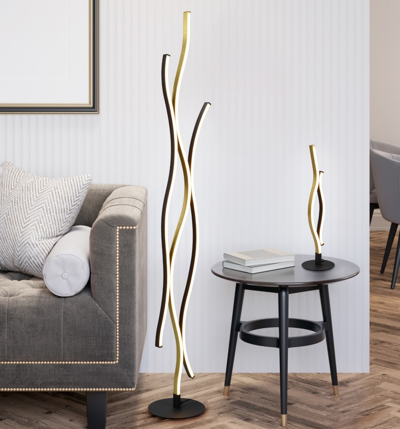 Nowoczesna czarno-złota lampa stojąca Blaze LED