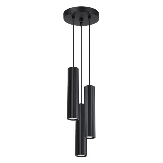 Nowoczesna sufitowa lampa Karbon 3 z czarnymi wiszącymi tubami