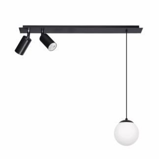 Nowoczesna wisząca lampa sufitowa Albio z reflektorami i kulą idealna nad wyspę