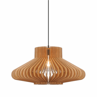 Nowoczesna, dekoracyjna lampa wisząca Manago z drewna o średnicy 50 cm