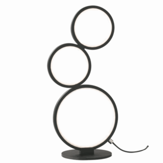 Nowoczesna czarna lampka nocna Rondo z trzema pierścieniami LED