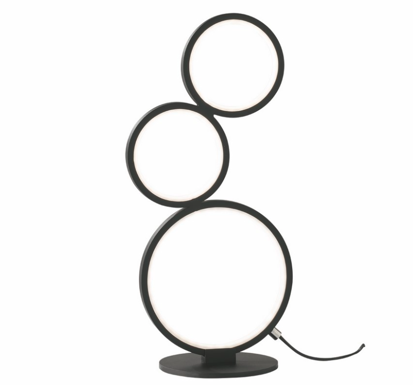 Nowoczesna czarna lampka nocna Rondo z trzema pierścieniami LED