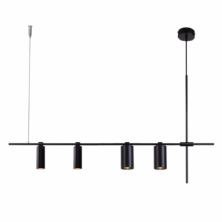 Nowoczesna, podłużna lampa wisząca Namasu 2 w formie czarnych tub