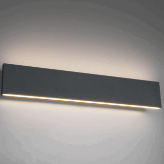 Nowoczesna antracytowa lampa ścienna LED Concha do korytarza o mocy 2x9W