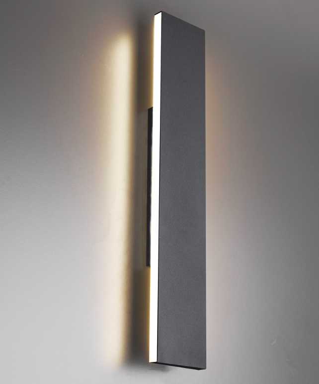 Nowoczesna antracytowa lampa ścienna LED Concha do korytarza o mocy 2x9W