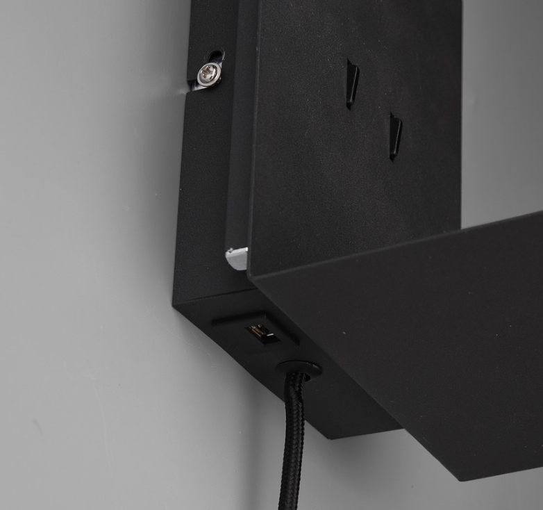 Nowoczesny czarny kinkiet Element LED z podświetleniem i portem USB