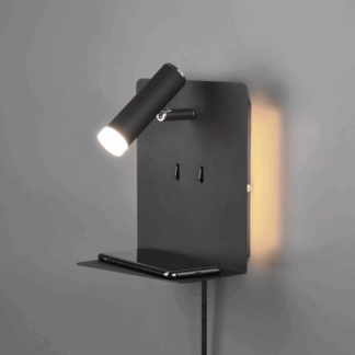 Nowoczesny czarny kinkiet Element LED z podświetleniem i portem USB