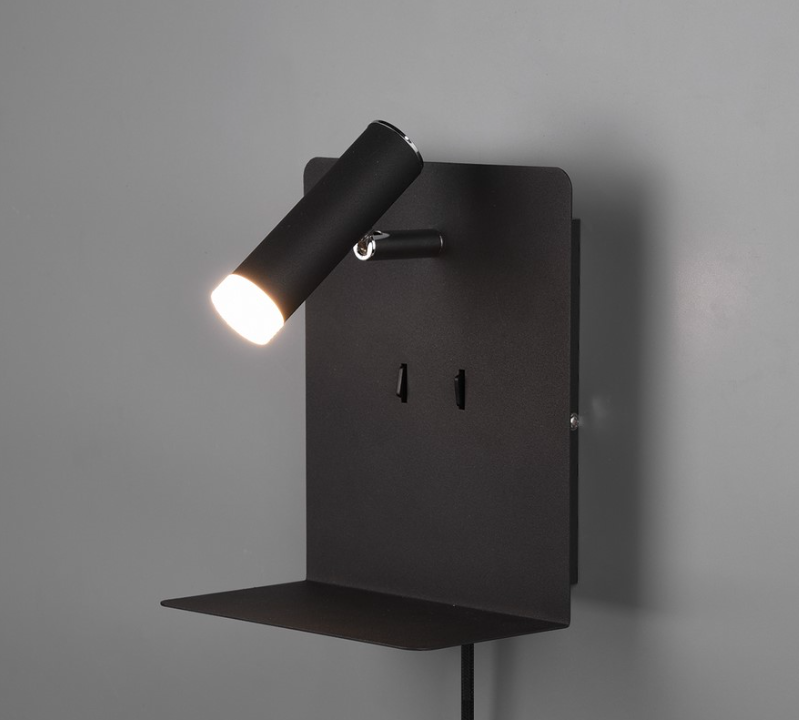 Nowoczesny czarny kinkiet Element LED z podświetleniem i portem USB