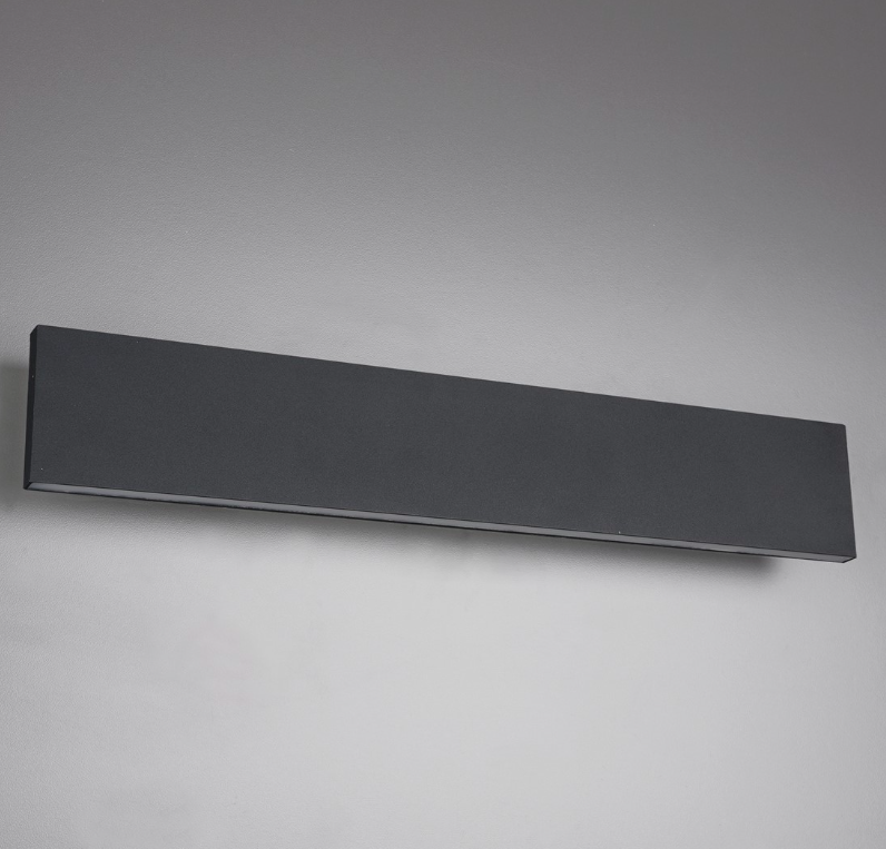 Nowoczesna antracytowa lampa ścienna LED Concha do korytarza o mocy 2x9W