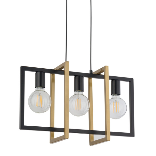 Nowoczesna lampa sufitowa LoftBlock 3 w kolorze czarno-złotym do kuchni