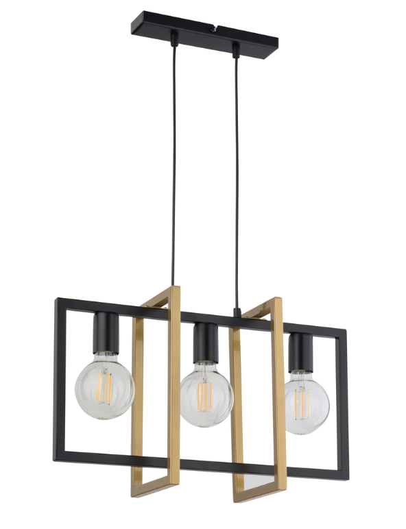 Nowoczesny zyrandol LoftBlock 3 czarno zloty