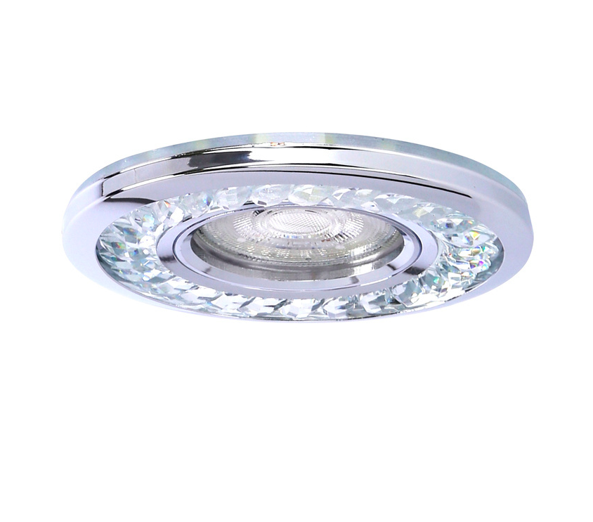 Eleganckie oczko sufitowe w stylu glamour do zabudowy z oświetleniem LED SMD i oprawką GU10